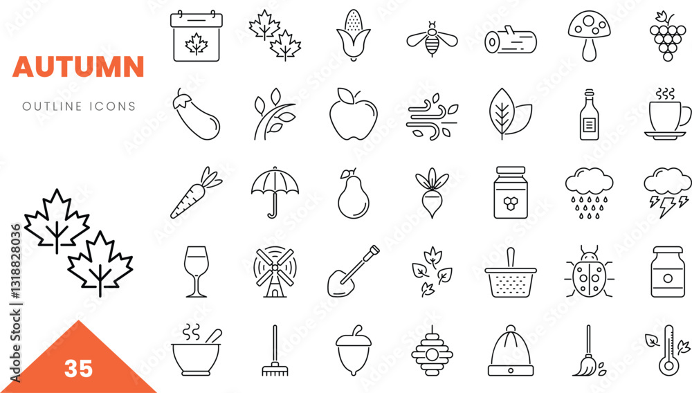 autumn outline icon collection. Vector illustration autumn outline icon collection. Vector illustration