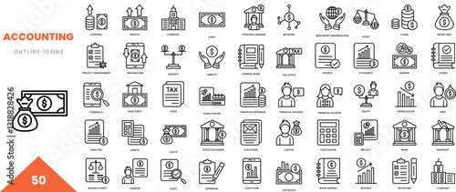 accounting outline icon collection. Vector illustration