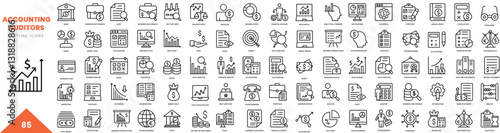 accounting auditors outline icon collection. Vector illustration