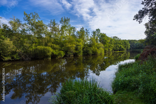 Isac river, Nantes-Brest Canal near Guenrouet, Loire-Atlantique, France