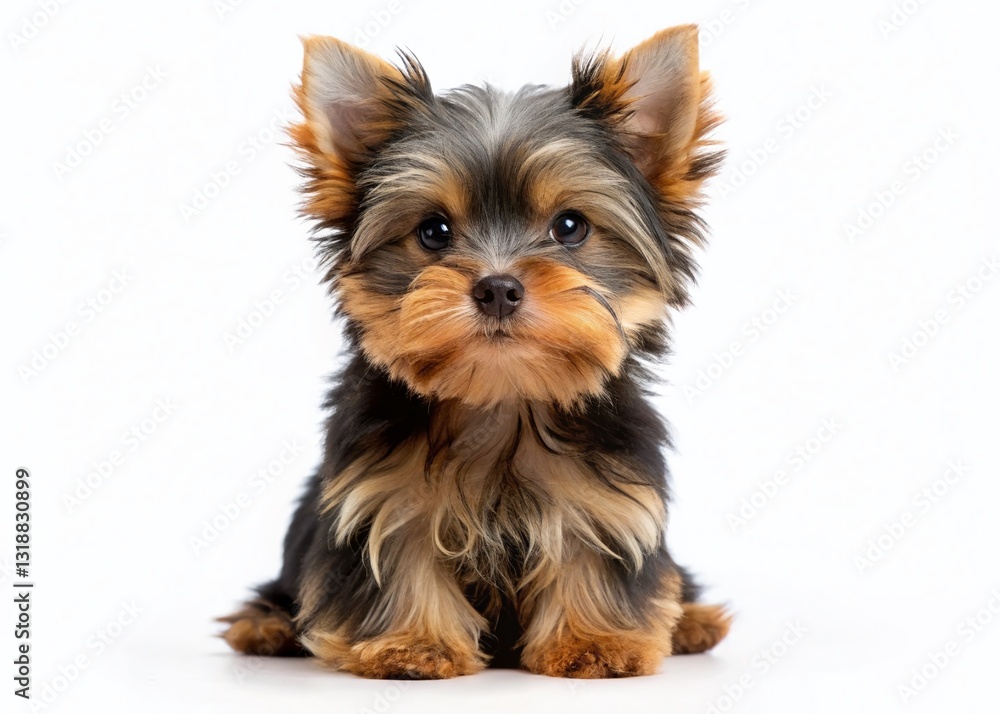 Adorable Yorkshire Terrier Puppy Isolated on White Background - Studio Shot Adorable Yorkshire Terrier Puppy Isolated on White Background - Studio Shot