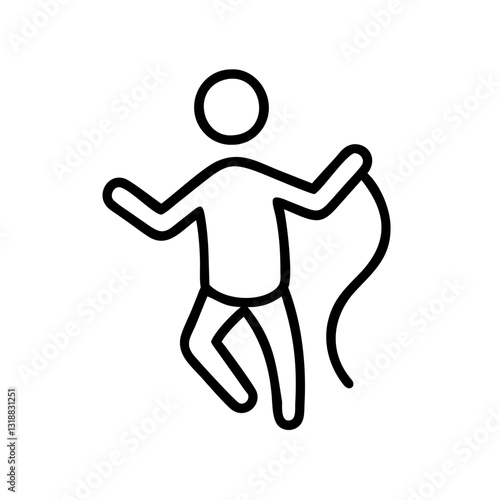Person actively jumping rope in a line drawing, fitness and outdoor activity concept