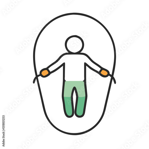 Person using a jump rope in a line drawing, fitness and exercise concept