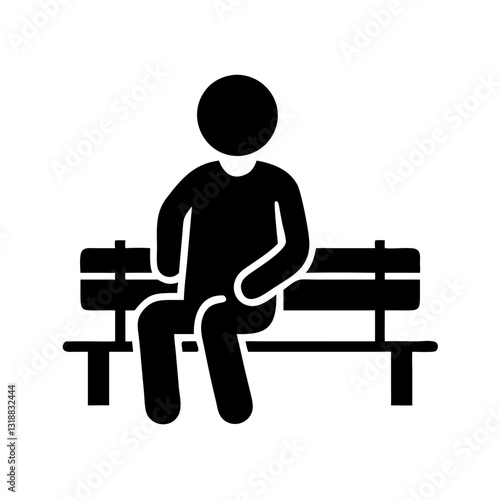 Person sitting on a bench in a line drawing, relaxation and leisure concept