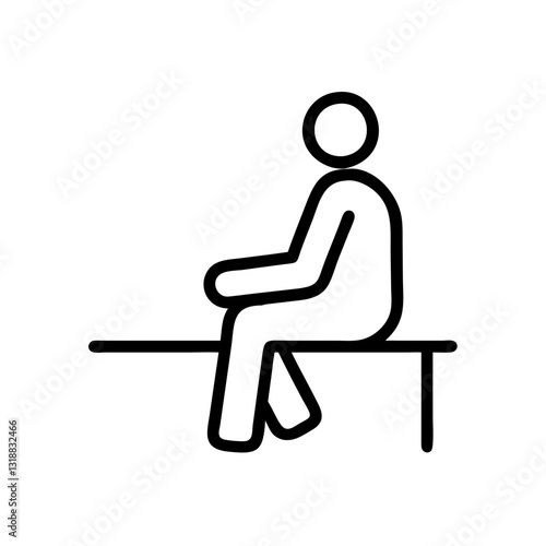 Person sitting on a bench in a line drawing, relaxation and contemplation concept