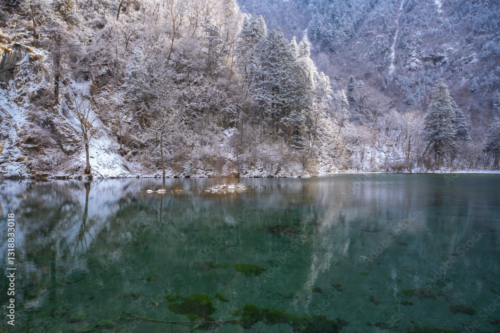 Bipenggou National Park in Sichuan China, is a natural reserve blessed with typical alpine views, including virgin forest, plateau lakes, glaciers, snow mountains, tinkling streams and waterfalls
