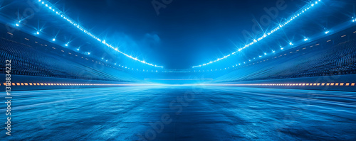 Night race track, blue lights, speed