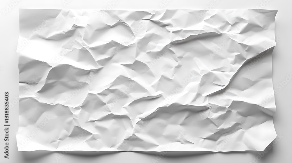 Fototapeta premium Crumpled White Paper Sheet Texture with Shadow and Light