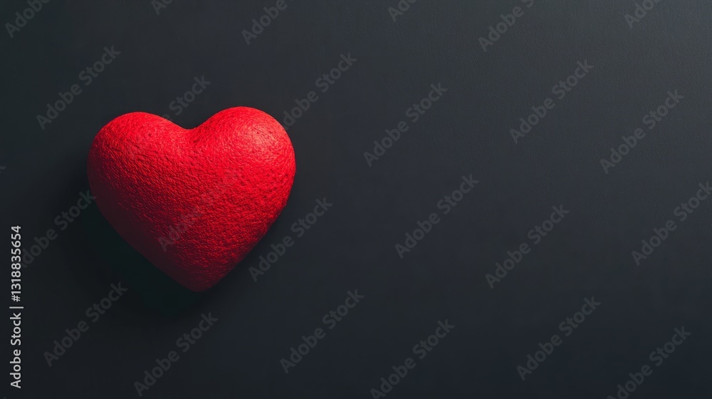 Fototapeta premium Red Heart on Black: A Minimalist Symbol of Emotion and Simplicity 