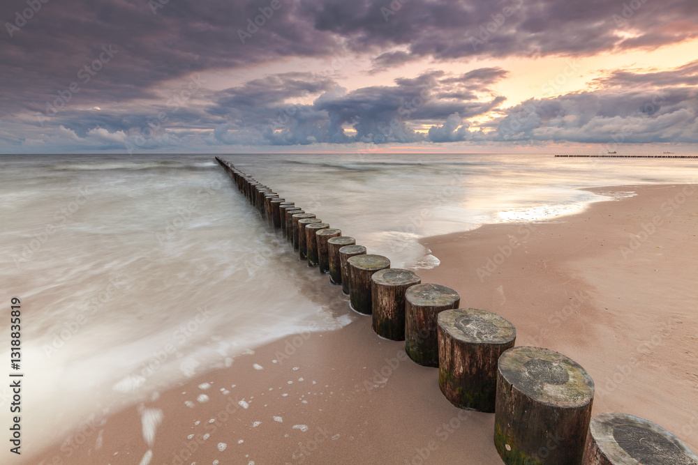 Beautiful view of Polish Baltic Sea at Niechorze.