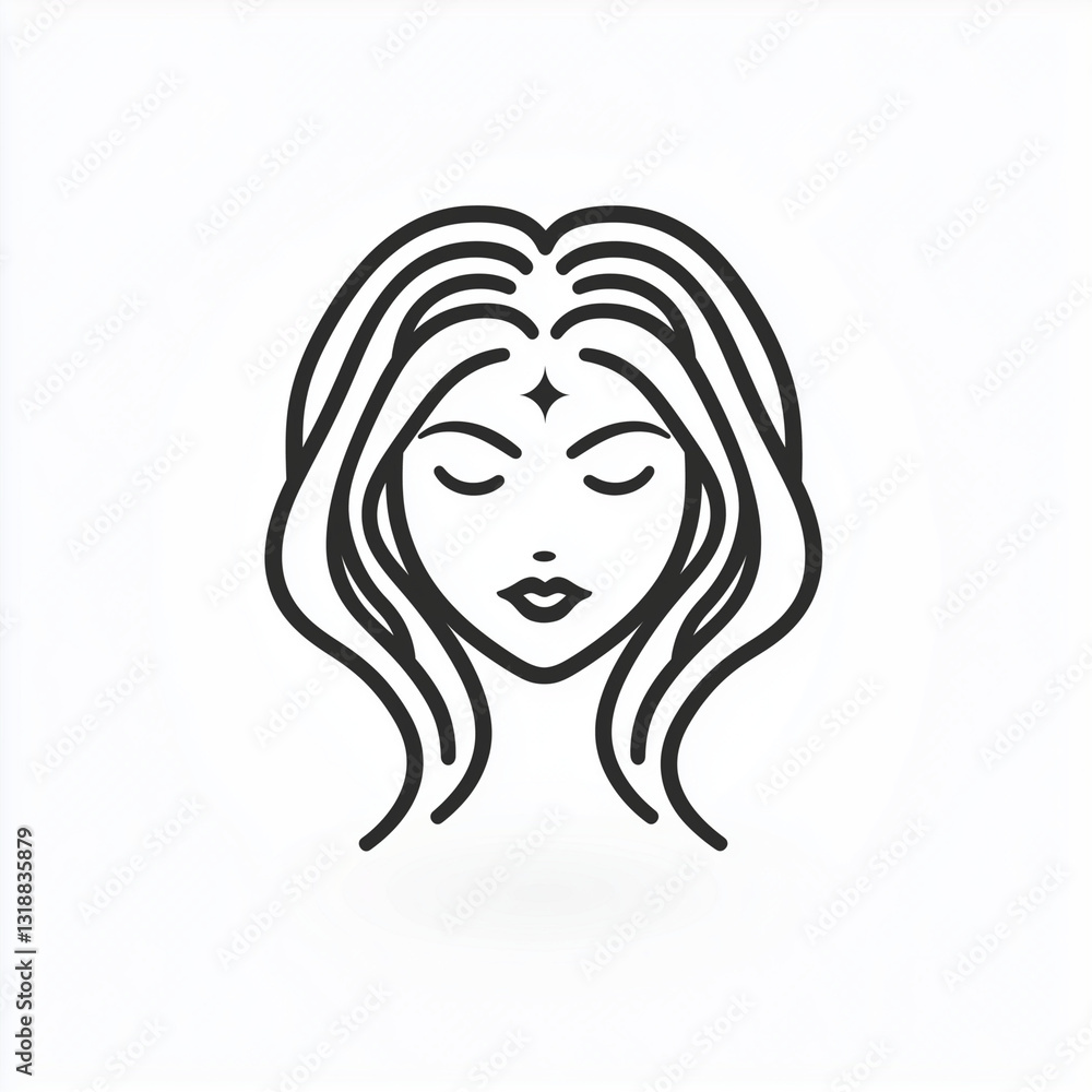 Minimalistic Virgo zodiac sign icon, clean line art, monochrome black on white background, simple geometric design, elegant and modern, subtle shadow, high contrast Minimalistic Virgo zodiac sign icon, clean line art, monochrome black on white background, simple geometric design, elegant and modern, subtle shadow, high contrast