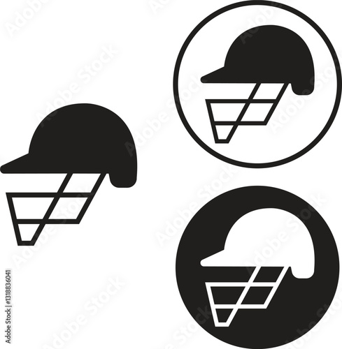 Set of helmet icons in trendy flat styles. Safety cap equipment vectors illustration. Cricket hat business concept sign for website and mobile app designs pictogram isolated on transparent background.