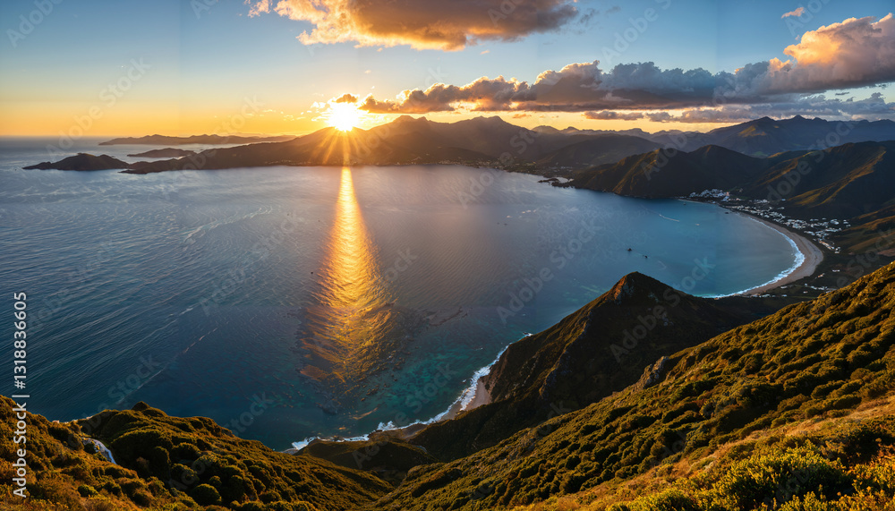 Fototapeta premium Le soleil se couche sur la mer