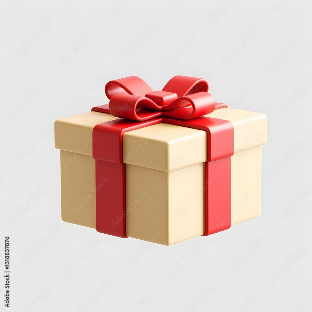 Obraz premium A luxurious gift box adorned with a vibrant red ribbon and bow ideal for festive occasions and gifting