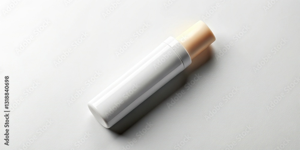Naklejka premium High-Angle Aerial Shot of Lip Balm Tube on White Background - Copy Space