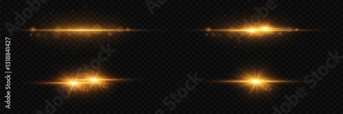 Set of light explosions and light effects. On a transparent background.