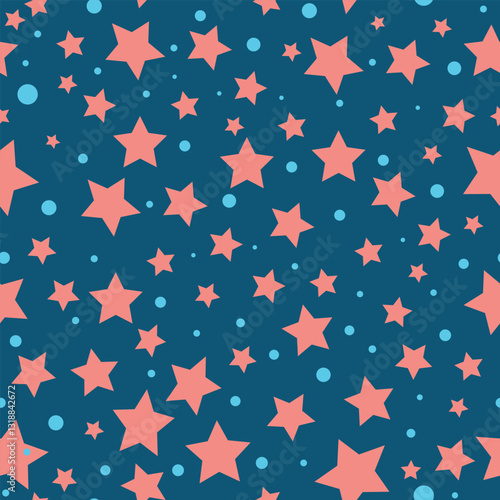 Abstract Stars Seamless pattern background isolated on blue background. Design for use all over print fabric Wrapping paper and others.
