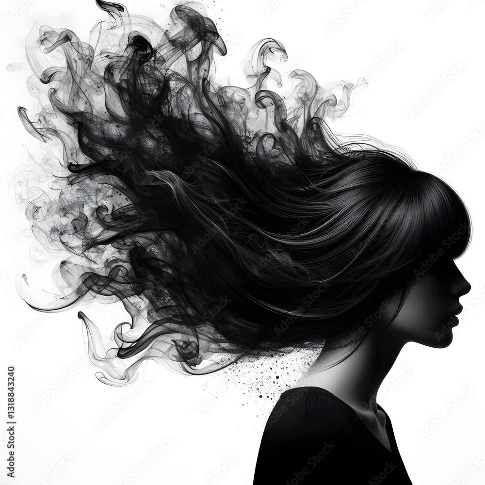 Fototapeta premium black and white hair