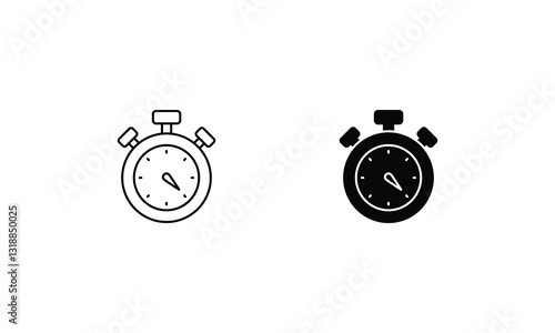 Stopwatch icons set line and glyph vector stock illustration