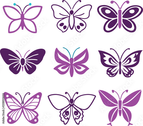 colorful butterfly, a vector set of colorful butterfly illustrations