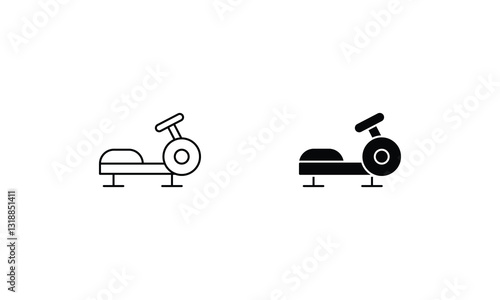 Rowing Machine icons set line and glyph vector stock illustration