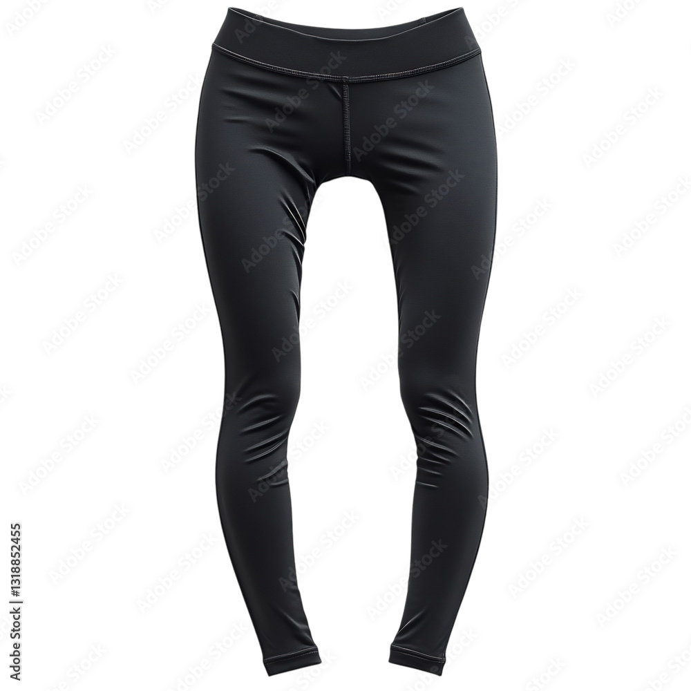 Thermic Fleece Lined Leggings Black Isolated on Transparent Background Thermic Fleece Lined Leggings Black Isolated on Transparent Background