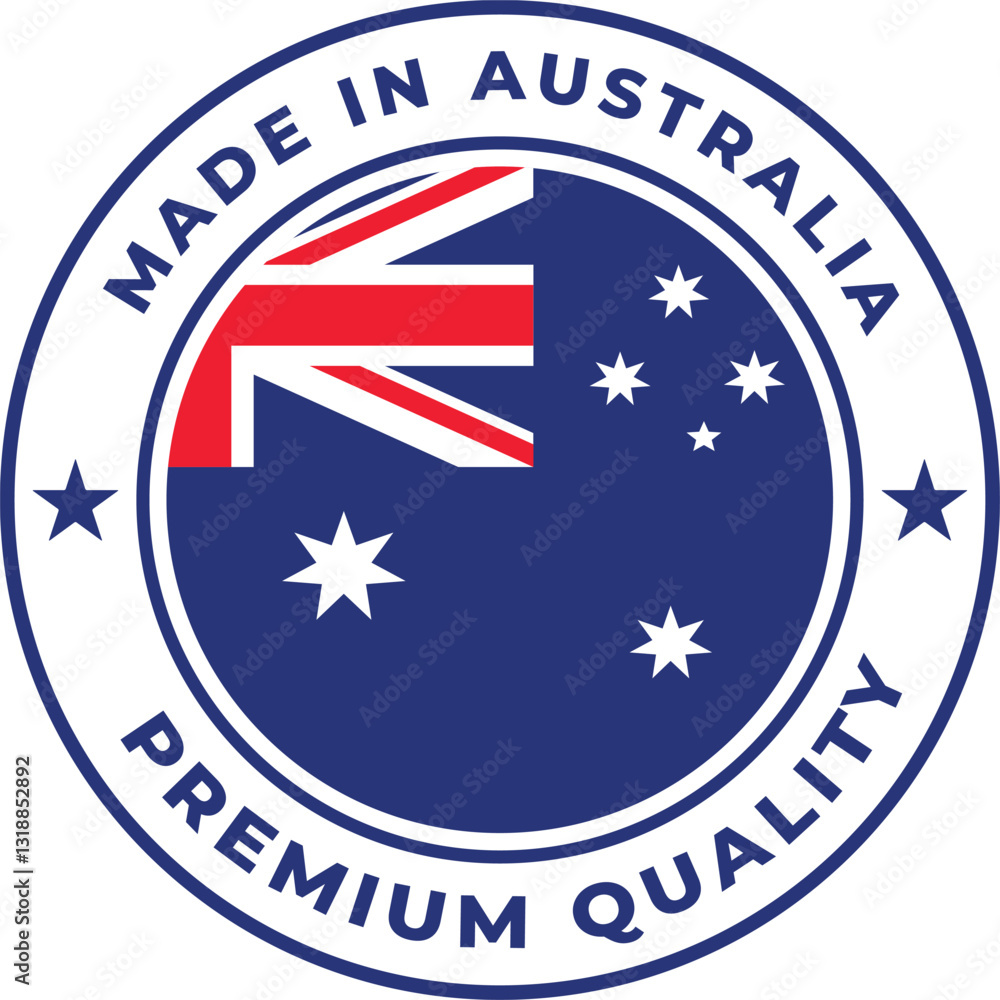 Made in Australia rounded vector symbol on white background Made in Australia rounded vector symbol on white background