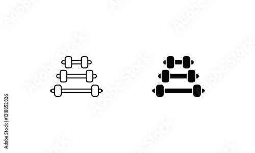 Dumbbells icons set line and glyph vector stock illustration