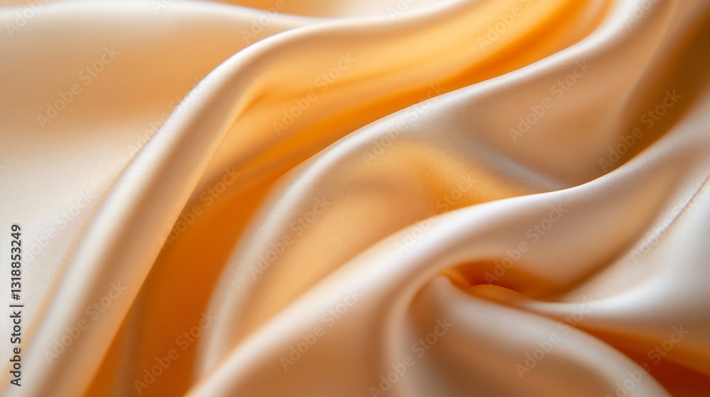 Soft cream satin waves smoothly, close-up, for backgrounds or fabric ads Soft cream satin waves smoothly, close-up, for backgrounds or fabric ads