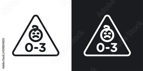 Age warning sign set in black and white stroke lines