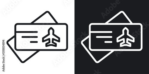 Air tickets icon set in black and white stroke lines