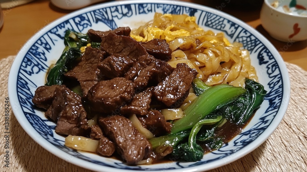 Savory Asian Stir-Fried Beef with Fresh Vegetables and Noodles Served in Traditional Bowl Savory Asian Stir-Fried Beef with Fresh Vegetables and Noodles Served in Traditional Bowl