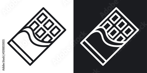 Chocolate icon set in black and white stroke lines