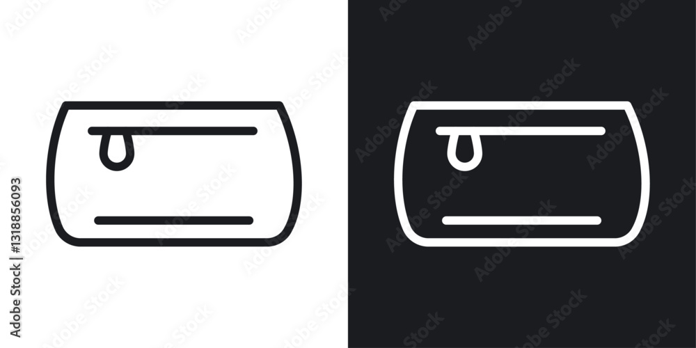 Cosmetic bag icon set in black and white stroke lines Cosmetic bag icon set in black and white stroke lines