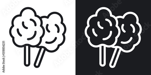 Cotton Candy icon set in black and white stroke lines