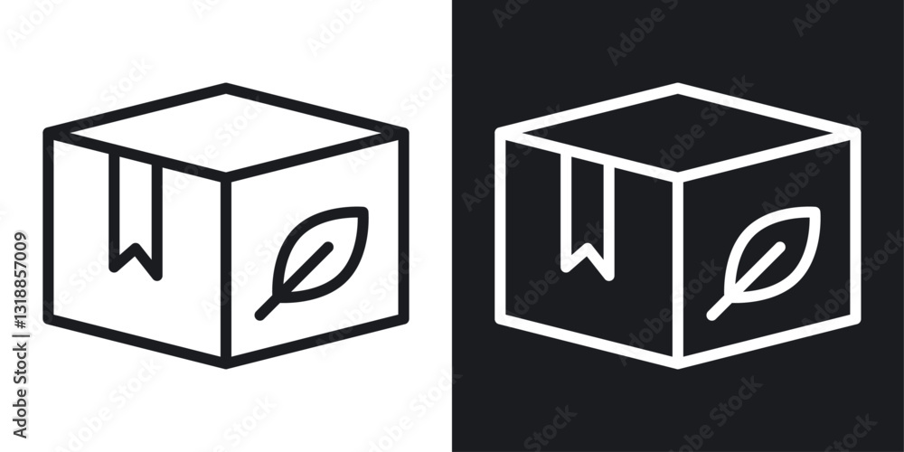 Eco packaging icon set in black and white stroke lines Eco packaging icon set in black and white stroke lines