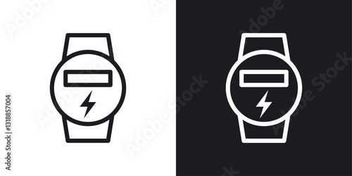 electric meter icon set in black and white stroke lines