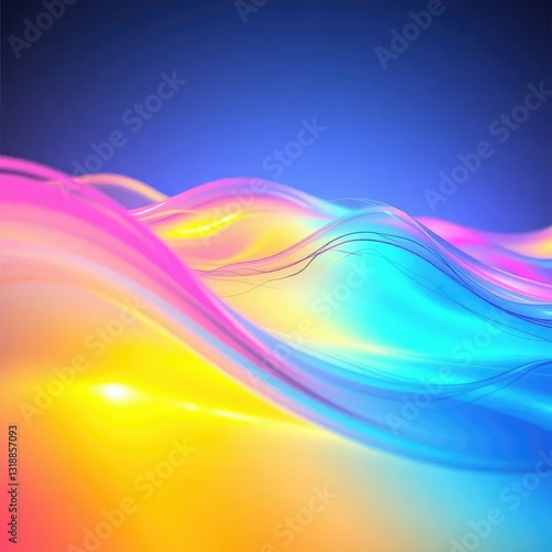Translucent waves ebb and flow with an otherworldly light emanating neon colors, colors, waves, radiant