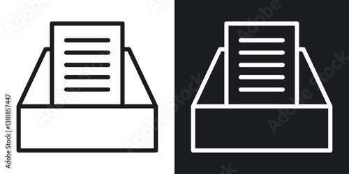 Folder box icon set in black and white stroke lines