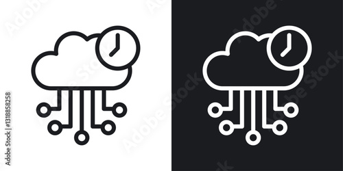 High server uptime icon set in black and white stroke lines
