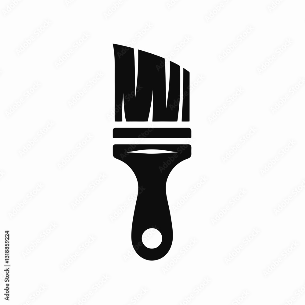 very simple flat and minimalist Paintbrush silhouette in black on a white background very simple flat and minimalist Paintbrush silhouette in black on a white background