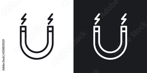 Magnet icon set in black and white stroke lines