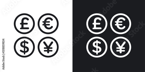 Money icon set in black and white stroke lines