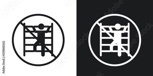 No climbing allowed sign set in black and white stroke lines