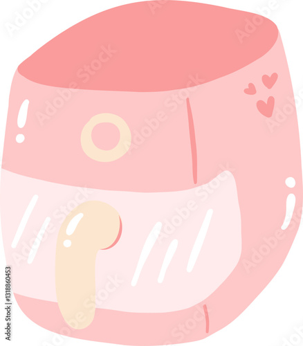Air fryer vector illustration. Cute pink hand drawn kitchen appliance.
