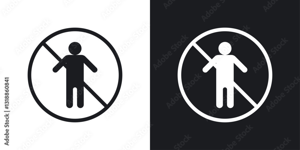 No man sign set in black and white stroke lines No man sign set in black and white stroke lines
