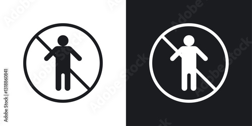 No man sign set in black and white stroke lines