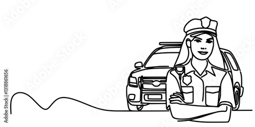 Police Officer and Patrol Car Illustration