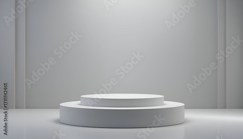 white podium with spotlights