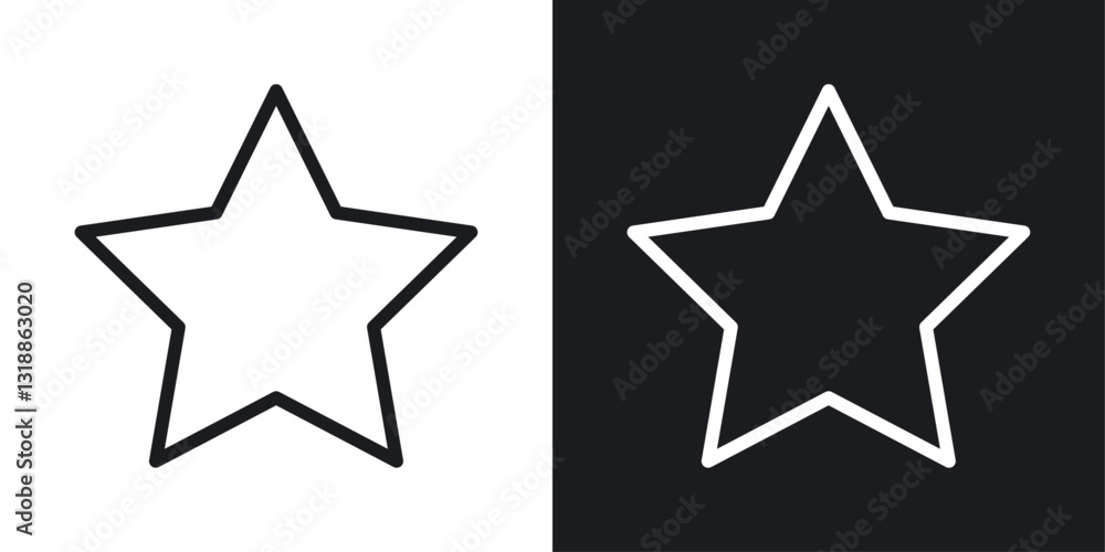 Star icon set in black and white stroke lines Star icon set in black and white stroke lines